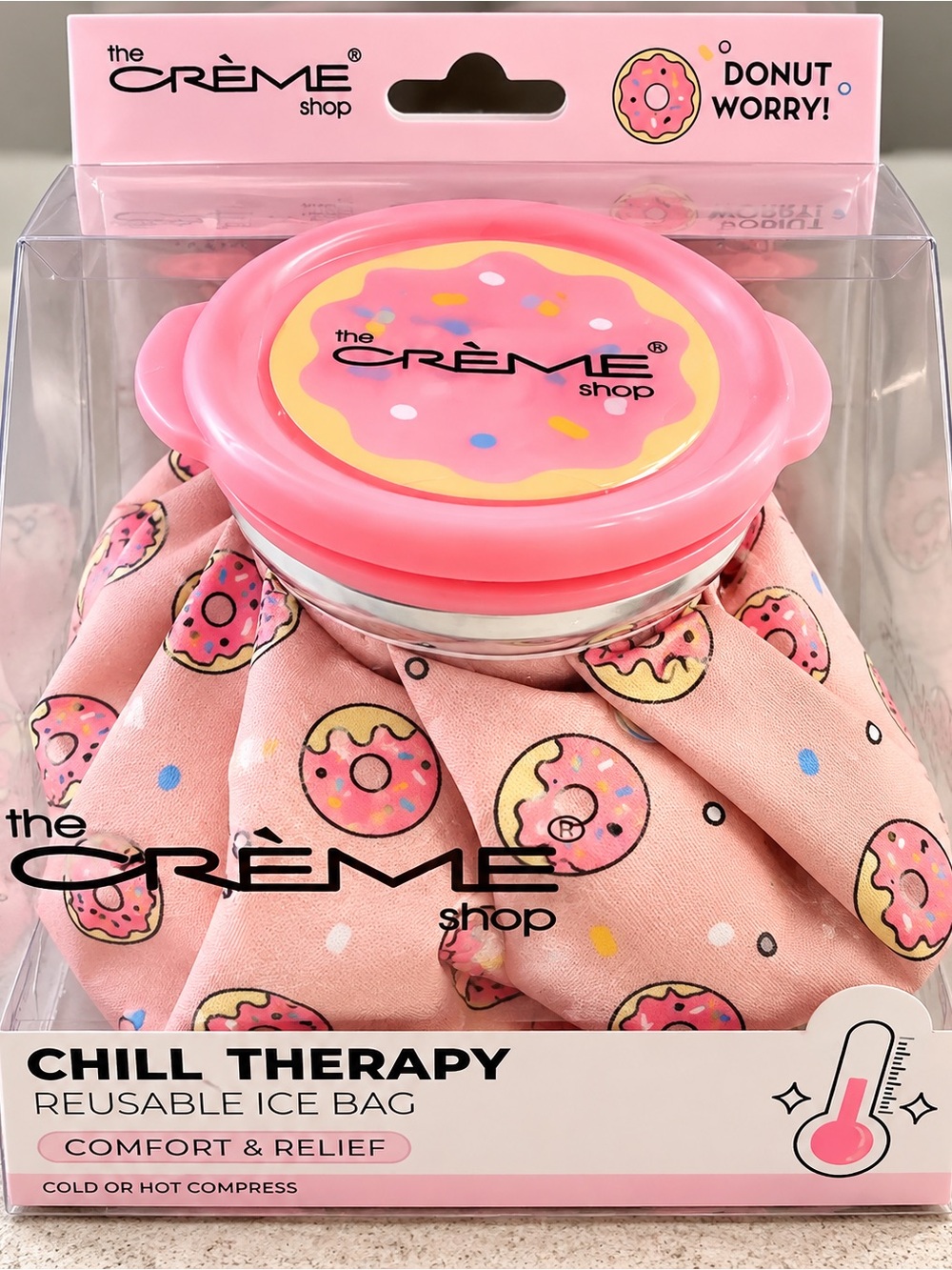 therapy Pink Donut-Print Reusable Chill Therapy Ice Bag
